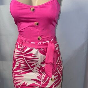Pink Tropical Mini Skirt